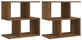 2 db barna tölgy színű szerelt fa éjjeliszekrény 50x30x51,5 cm