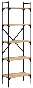 5 szintes sonoma tölgy színű fa könyvespolc 56 x 31,5 x 174 cm