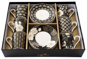Porcelán eszpresszó kávés csésze 6 személyes Art Deco & Flowers Coffee Mania