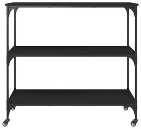 fekete szerelt fa konyhai kocsi 102 x 50 x 95 cm