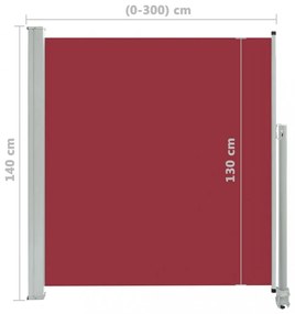 piros behúzható oldalsó teraszi napellenző 140 x 300 cm