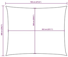 bézs téglalap alakú oxford-szövet napvitorla 6 x 7 m