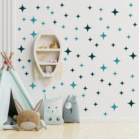 PIPPER. Textil falmatrica "Csillagok" Szín: Kék-zöld