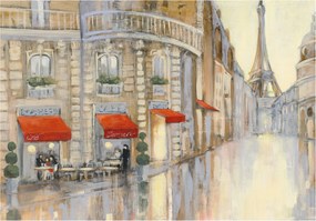 Flizelin fotótapéta Párizs Eső Eiffel-torony kávézó 254x184 +ragasztó