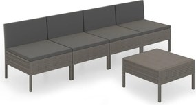 vidaXL 5 részes szürke polyrattan kerti ülőgarnitúra párnákkal