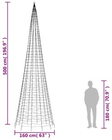 meleg fehér LED karácsonyfa zászlórúdra 1534 LED 500 cm
