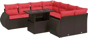 vidaXL 9 részes barna polyrattan akácfa kerti ülőgarnitúra párnákkal