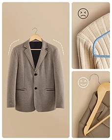 Fa fogasok, 10 darabos készlet, csúszásgátló nadrágrúddal, natúr