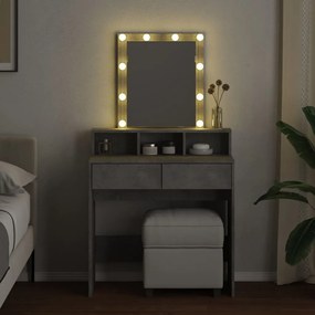 betonszürke fésülködőasztal LED-del 80 x 41 x 144,5 cm