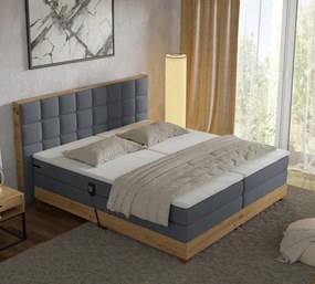 Elektromos állítható ágy, boxspring, sötétszürke/artisan tölgy, 160x200, TIANA