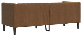 3 személyes barna műbőr Chesterfield kanapé hengerpárnákkal
