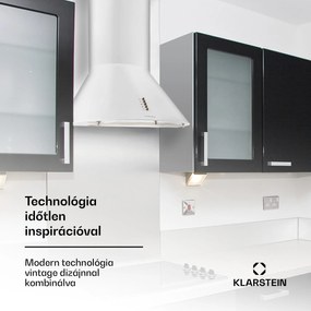 Klarstein Lumio Neo, retró kéményes páraelszívó, 60 cm, 610 m³/ó, nemesacél, fehér