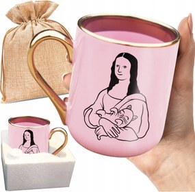 Monalisa Mintás Bögre Macskával Vicces Bögre Cica Macska Print