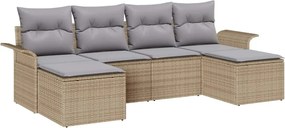 vidaXL Kerti Kanapé Szett tárolóval 6 pcs Bézs polirattan