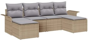 vidaXL Kerti Kanapé Szett tárolóval 6 pcs Bézs polirattan