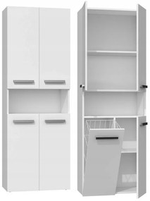 Drohmo 1K DK fürdőszoba szekrény, 60x174x30 cm, matt fehér