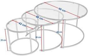 Dohányzóasztal Aurum - 80, 60, 42 - Arany, Transparent