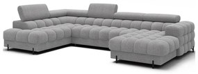Szürke buklé kinyitható sarokkanapé (bal oldali-U alakú) Feraria – ELTAP