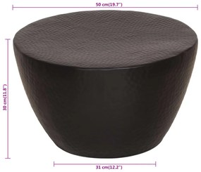 fekete kalapált alumínium dohányzóasztal Ø 50 x 30 cm