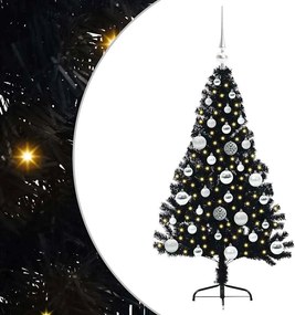 vidaXL Mesterséges, előre világított karácsonyi fa Fekete 120 cm PVC