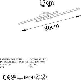 Umut 13296 fekete fém LED függőlámpa, 86 x 17 cm
