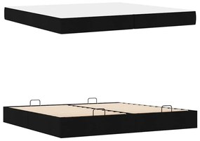 Ágykeret tárolóval Fekete 200 x 200 cm szövet
