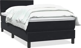 vidaXL fekete bársony rugós ágy matraccal 90x210 cm