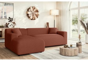 Téglavörös kordbársony sarokkanapé (bal oldali-heverő résszel) Martin – Ropez