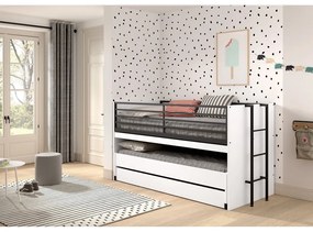 Fehér emeletes gyerekágy íróasztallal, kihúzható pótággyal, ágyráccsal 90x200 cm Sam – Vipack