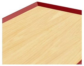 Piros alacsony komód tölgyfa dekorral 165x78 cm Arista – Teulat