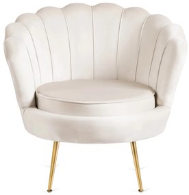 Elegáns Fotel Lábtartóval Krészínű Bársony Kárpittal. GRAND