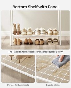 Ruhatartó állvány akasztórúddal és polccal, 33,5 × 92,5 × 153 cm, fehér színben