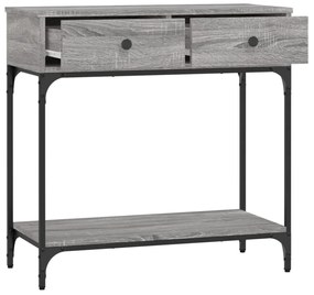 szürke sonoma színű szerelt fa konzolasztal 75 x 34,5 x 75 cm