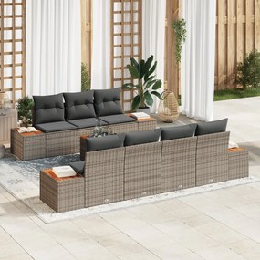 Kerti Kanapé Szett párnával tárolóval 8 pcs Szürke Poli rattan