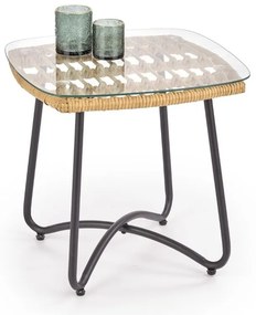 Indira dohányzóasztal, rattan / fekete