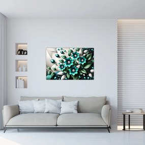 Kép - 3D türkiz virágok (90x60 cm)