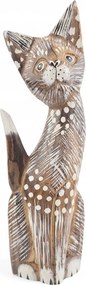 Szobor Figurka Malowana Cica Szobrászati Díszes Macska Fa *25 cm.