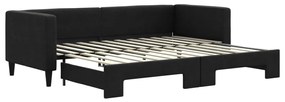 fekete kihúzható szövet heverő 80 x 200 cm