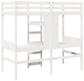 fehér tömör fenyő galériaágy-keret matrac nélkül 90 x 190 cm