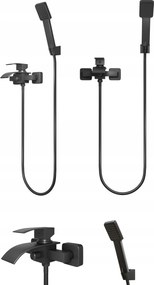 Kádtöltő Csaptelep Elva Vízesés Kifolyócső Kaszkád Csaptelep Fekete Fürdőszoba