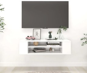 fehér szerelt fa függő TV-szekrény 100 x 30 x 26,5 cm