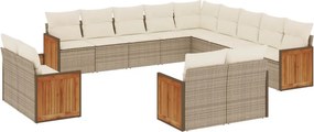 vidaXL 13 részes bézs polyrattan kerti ülőgarnitúra párnákkal