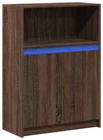 barna tölgy színű szerelt fa tálalószekrény LED-del 72x34x100cm