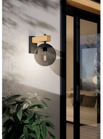 Eglo 900671 -Kültéri fali lámpa BUFALATA 1xE27/40W/230V fekete/fa IP44