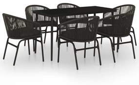 vidaXL 7 részes fekete kerti étkezőgarnitúra