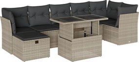 vidaXL 8 részes világosszürke polyrattan kerti ülőgarnitúra párnával