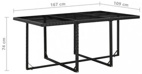 vidaXL 11-részes fekete polyrattan kültéri étkezőszett párnákkal