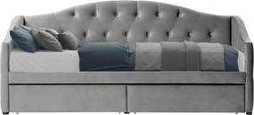 Ágy tárhellyel, 90x200, szürke Velvet szövet, ZASKA