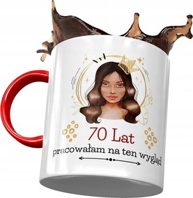 Piros Bögre Születésnapra 70 70-es 70-es Ajándék Nyomtatott Fotóval