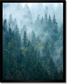 Poszter fekete keretben 40x50 Erdő a ködben Utazás